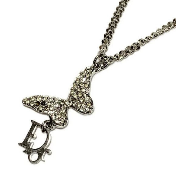 Auth DIOR/Christian Dior - Silver Hardware Rhinestones Necklace - Picture 1 of 4